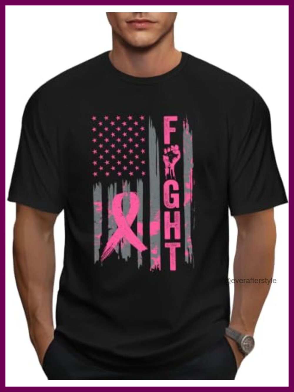 Men's Breast Cancer Awareness Short Sleeve Crewneck T-Shirt